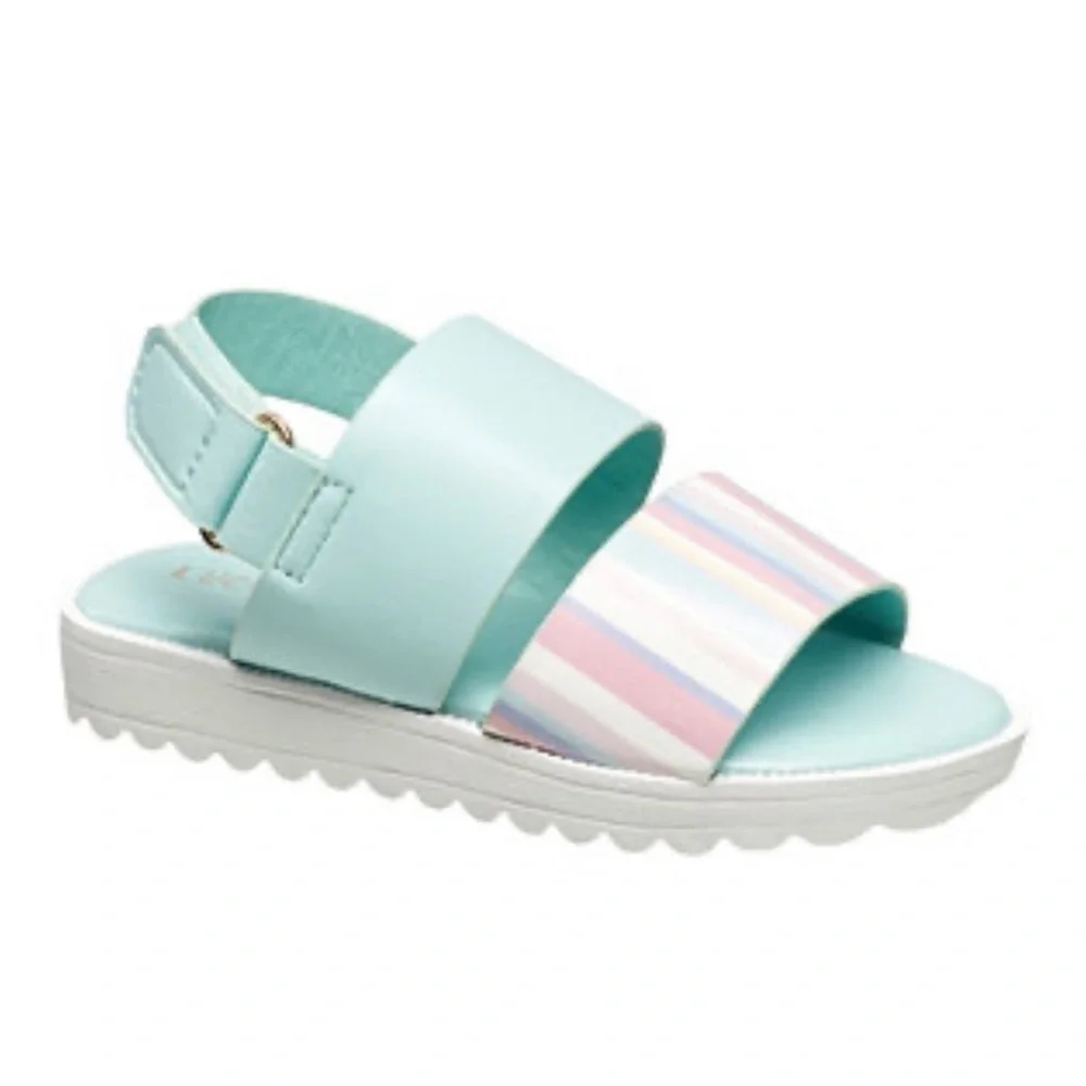 NWT Lucky Brand Rainbow Mint Strap Kids Pastel Sandals 7